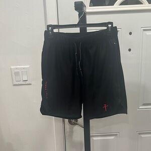 Black Athletic Men Shorts small snags on back side